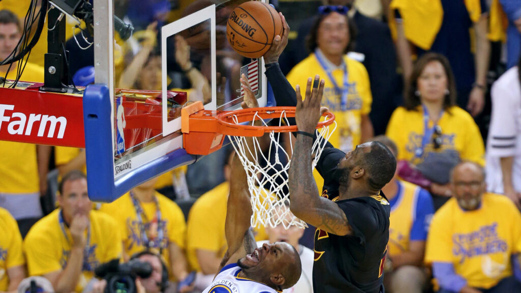 LeBron James chase down block Iguodala 2016 Finals