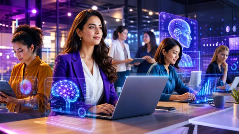 women entrepreneurs AI 2026 - diverse female founders using artificial intelligence tools to build and scale businesses